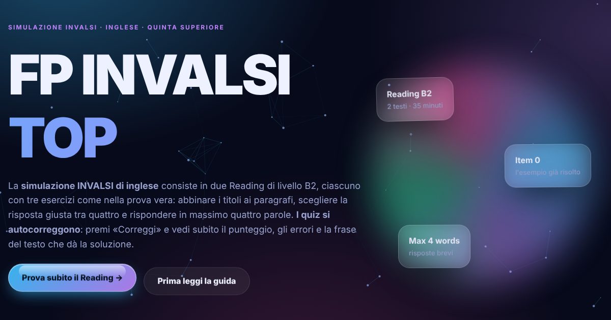 FP INVALSI TOP: simulatore INVALSI di inglese per la quinta superiore